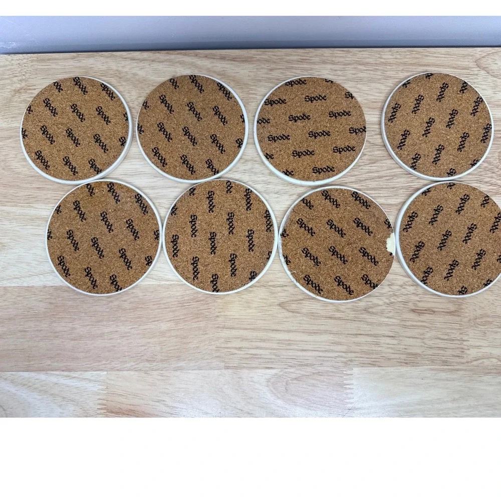 Spode Christmas Tree Spoon Rest/ 8 Cork Backed Coasters Set Holiday Kitchen #68